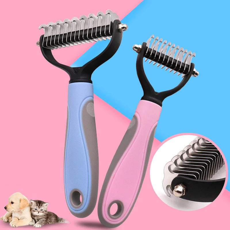 Pets Fur Knot Cutter & Shedding Tool - Double-Sided Comb Brush