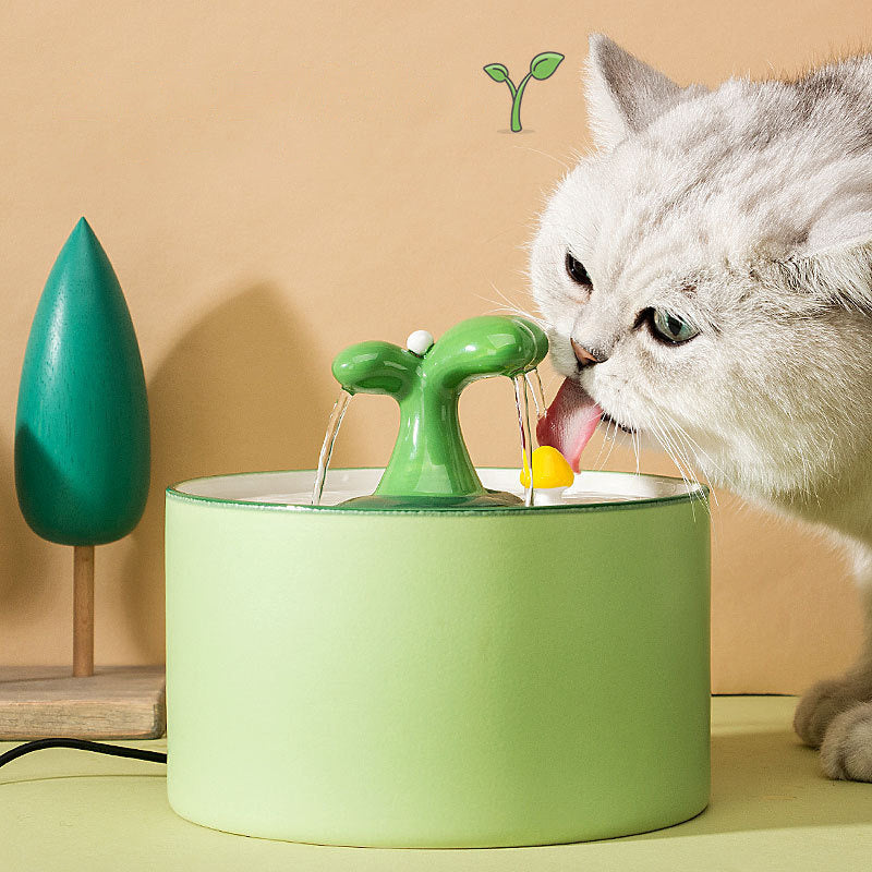 1.5L Electric Ceramic Cat Water Fountain for Fresh Hydration