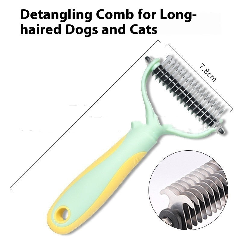 Pets Fur Knot Cutter & Shedding Tool - Double-Sided Comb Brush