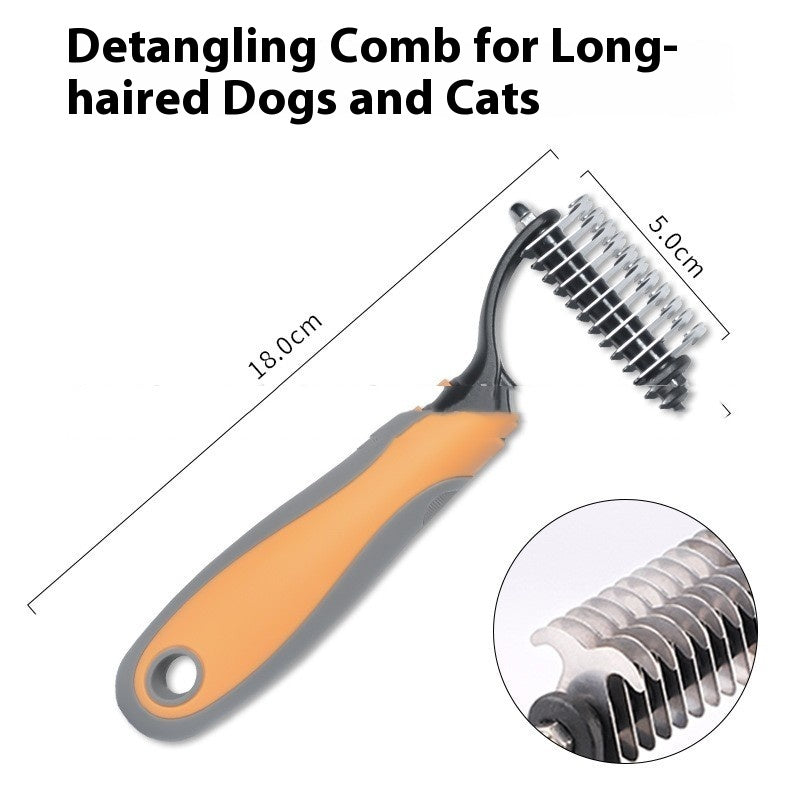 Pets Fur Knot Cutter & Shedding Tool - Double-Sided Comb Brush