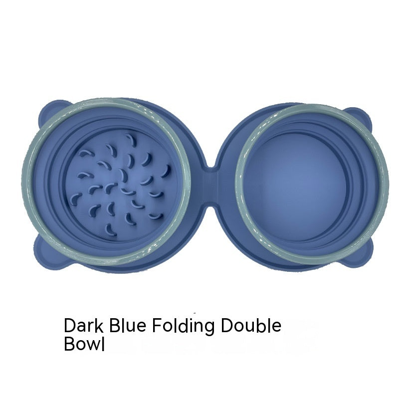 Portable Silicone Double Dog Bowls | Non-Slip, Foldable Pet Feeding Bowls for Travel