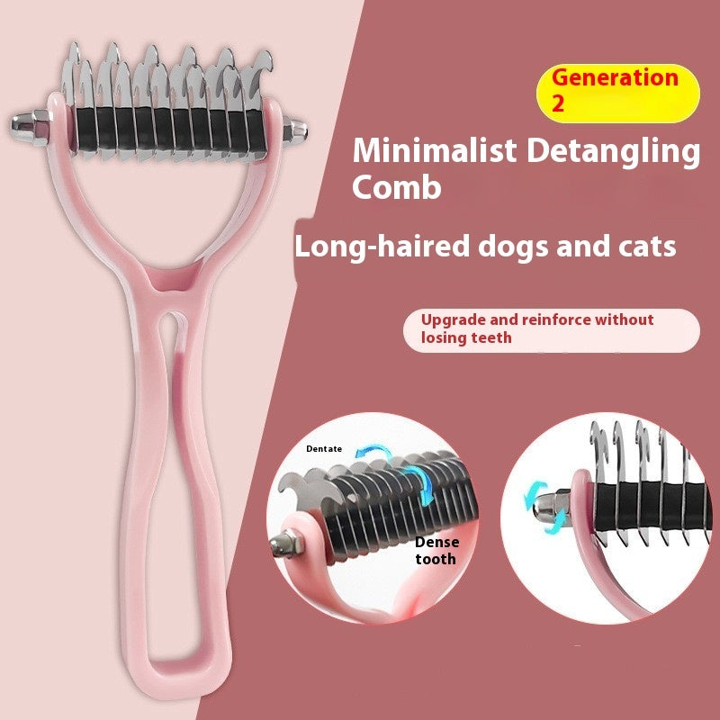 Pets Fur Knot Cutter & Shedding Tool - Double-Sided Comb Brush