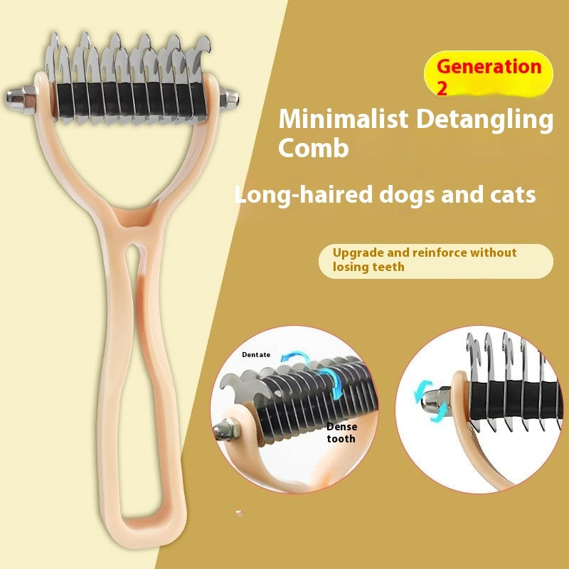 Pets Fur Knot Cutter & Shedding Tool - Double-Sided Comb Brush