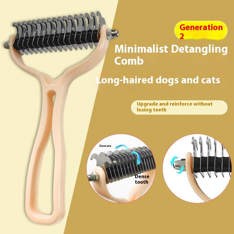 Pets Fur Knot Cutter & Shedding Tool - Double-Sided Comb Brush