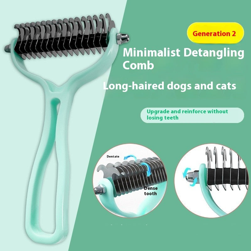 Pets Fur Knot Cutter & Shedding Tool - Double-Sided Comb Brush