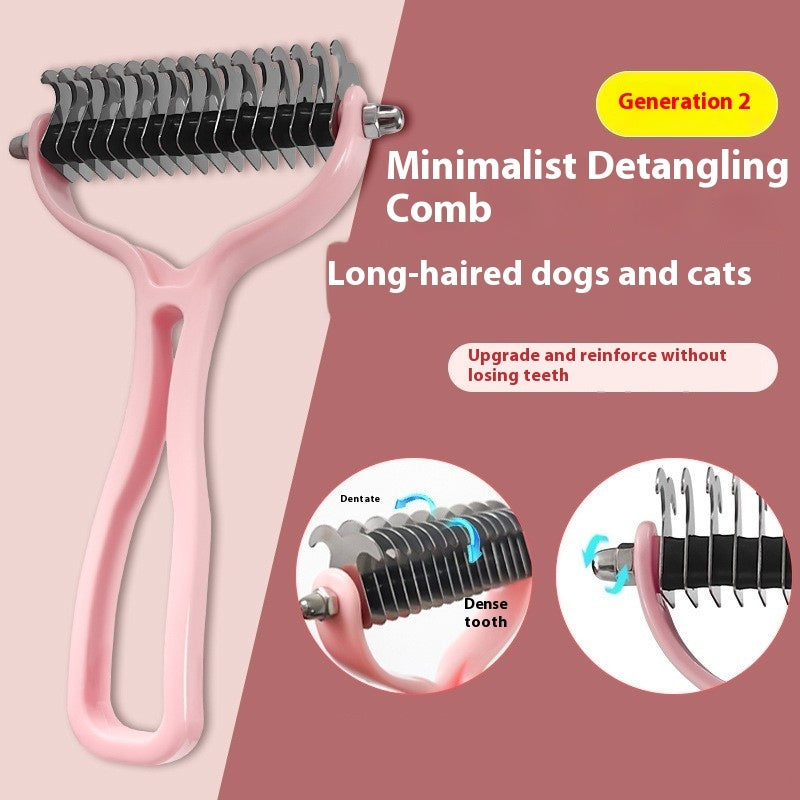 Pets Fur Knot Cutter & Shedding Tool - Double-Sided Comb Brush