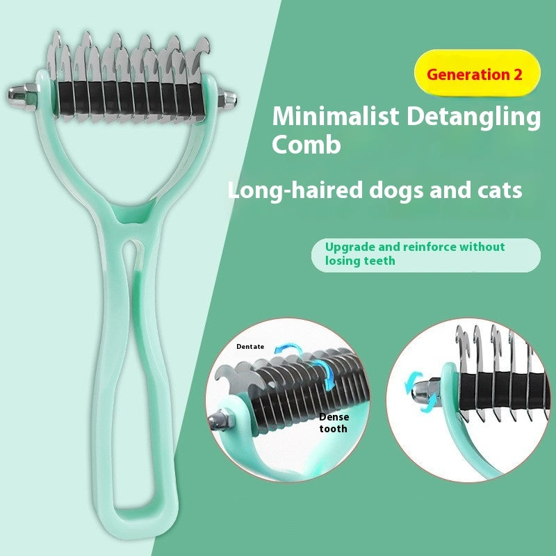 Pets Fur Knot Cutter & Shedding Tool - Double-Sided Comb Brush