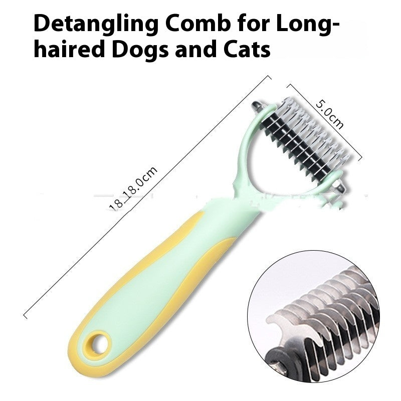 Pets Fur Knot Cutter & Shedding Tool - Double-Sided Comb Brush